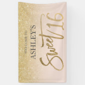 Chic gold typografie rot Sweet 16 Party Banner (Vertikal)