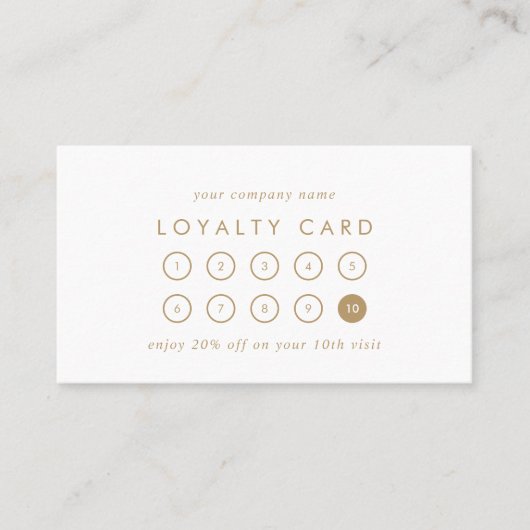 Chic Gold Typografy Business Prämie 10 Punch Treuekarte (Vorderseite)