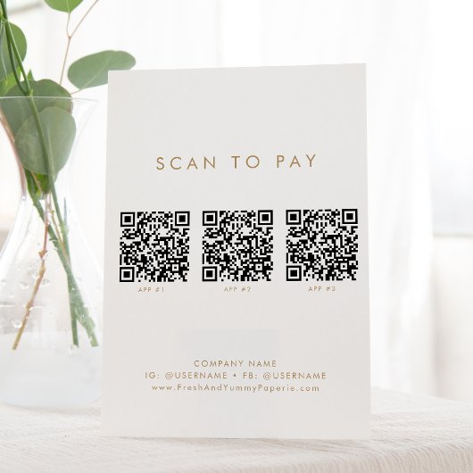 Chic Gold Typografy Business QR Code Scan zu zahle Sockelschild