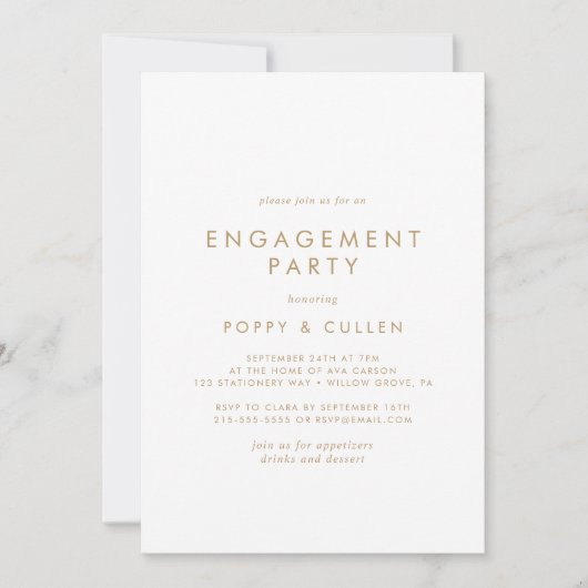 Chic Gold Typografy Engagement Party Einladung (Vorderseite)