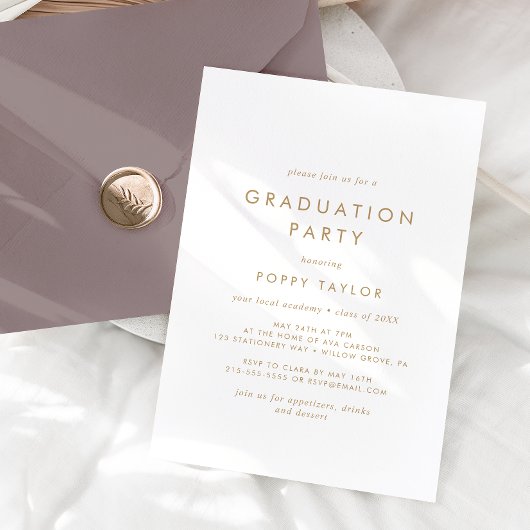 Chic Gold Typografy Graduation Party Einladung