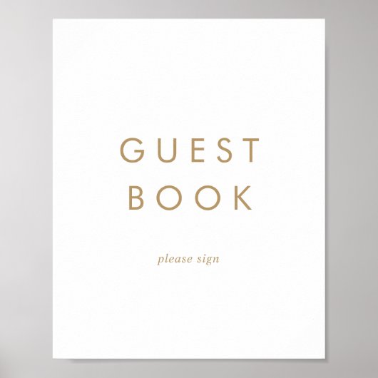 Chic Gold Typografy Guest Book Sign Poster (Vorne)