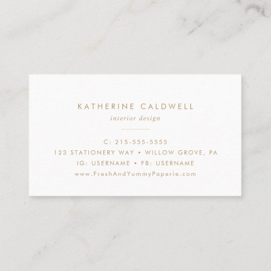 Chic Gold Typografy Logo Business Card Visitenkarte (Rückseite)