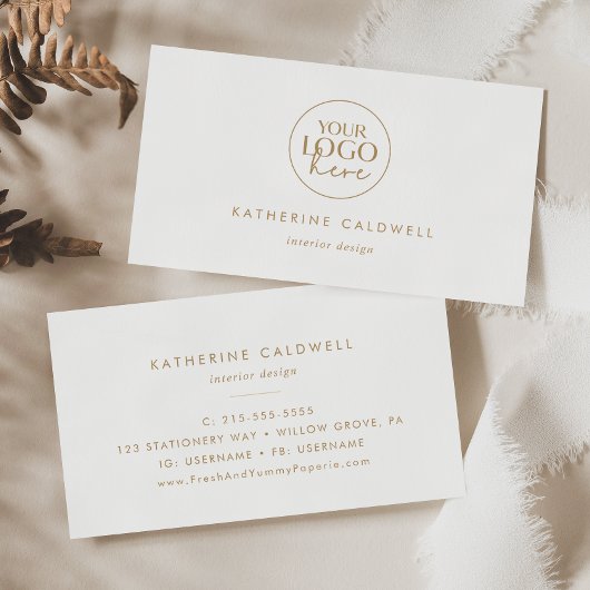 Chic Gold Typografy Logo Business Card Visitenkarte