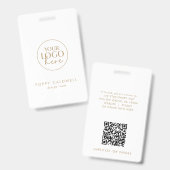 Chic Gold Typografy Logo QR Code Mitarbeiter ID Ca Ausweis (Vorder- & Rückseite)
