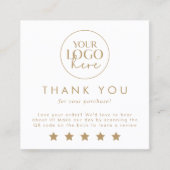 Chic Gold Typografy Logo QR Code Verlass A Review Quadratische Visitenkarte (Vorderseite)