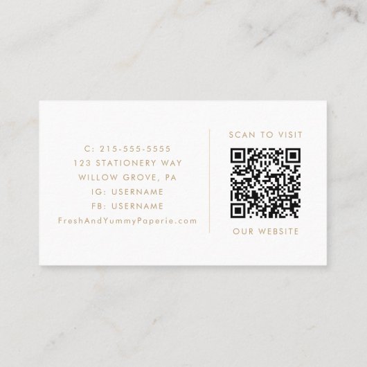 Chic Gold Typografy Logo und QR Code Visitenkarte (Rückseite)
