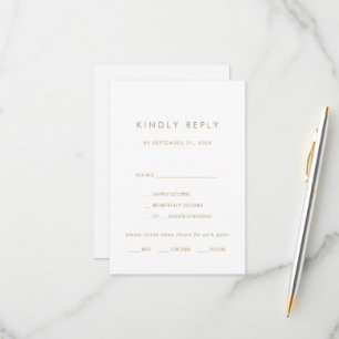 Chic Gold Typografy Menü Auswahl RSVP Karte