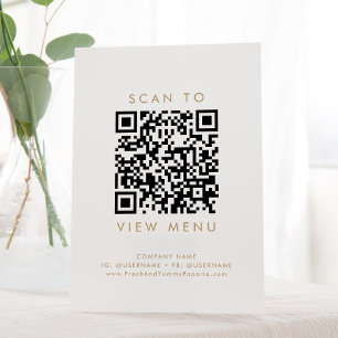Chic Gold Typografy Restaurant Menü QR Code Sockelschild