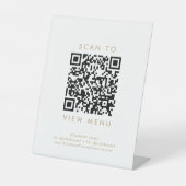 Chic Gold Typografy Restaurant Menü QR Code Sockelschild (Vorderseite)