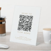 Chic Gold Typografy Restaurant Menü QR Code Sockelschild (In SItu)