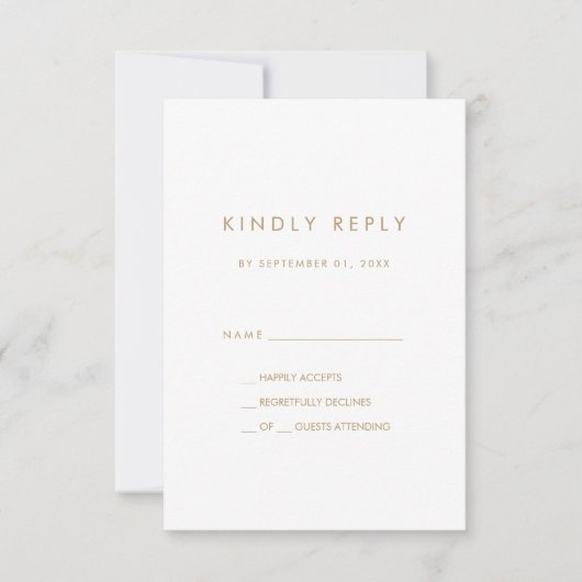 Chic Gold Typografy Simple RSVP Card Karte (Vorderseite)