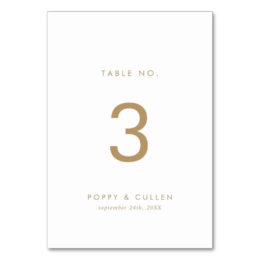 Chic Gold Typografy Tischnummer (Rückseite)