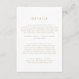 Chic Gold Typografy Wedding Details Begleitkarte