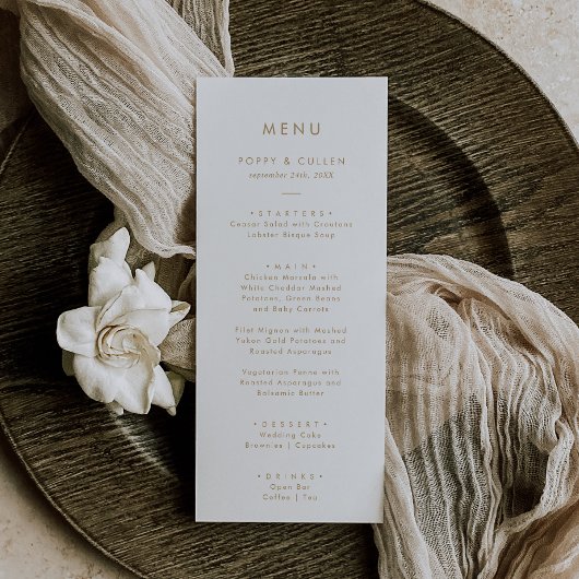 Chic Gold Typografy Wedding Dinner Menü Menükarte