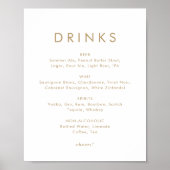 Chic Gold Typografy Wedding Drinks Menu Sign Poster (Vorne)
