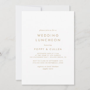 Chic Gold Typografy Wedding Luncheon Einladung