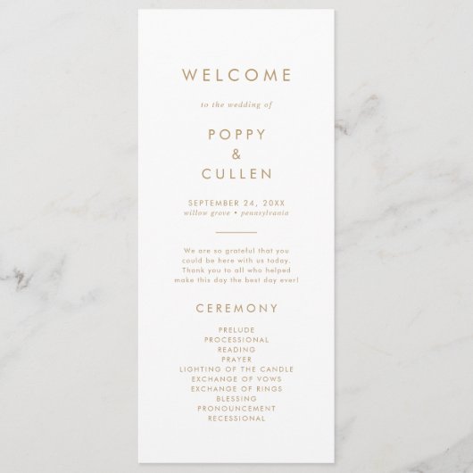 Chic Gold Typografy Wedding Program Programm (Vorderseite)