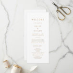 Chic Gold Typografy Wedding Program Programm<br><div class="desc">Dieses schicke Goldtypografie-Hochzeitsprogramm ist perfekt für eine moderne Hochzeit. Das einfache Design besticht durch klassisch minimalistische Gold- und Weißtypografie mit einem rustikalen Bohhustengefühl. Anpassbar in jeder Farbe. Behalt das Design minimal und elegant, wie es ist, oder personalisiere es durch Hinzufügen von eigenen Grafiken und Kunstwerken. Geben Sie den Namen der...</div>