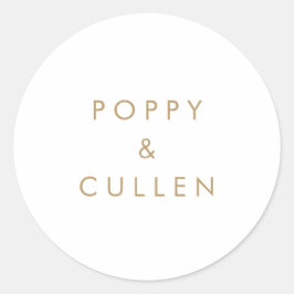 Chic Gold Typografy Wedding Umschlag Aufklebers Runder Aufkleber