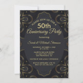 Chic Gold und Black 50 Jahre alt Party Einladung (Vorderseite)