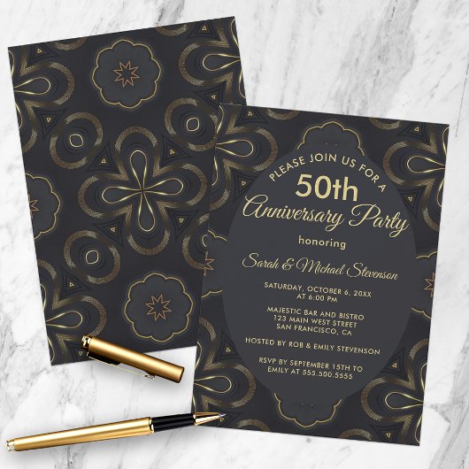 Chic Gold und Black 50 Jahre alt Party Einladung