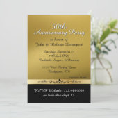 Chic Gold und Black 50 Wedding Jubiläum Einladung (Stehend Vorderseite)