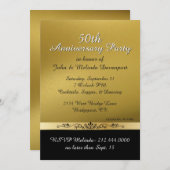 Chic Gold und Black 50 Wedding Jubiläum Einladung (Vorne/Hinten)