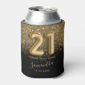 Chic Gold und Black Glitzer 21. Geburtstag Dosenkühler (Kanne Vorderseite)