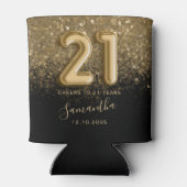 Chic Gold und Black Glitzer 21. Geburtstag Dosenkühler (Rückseite)