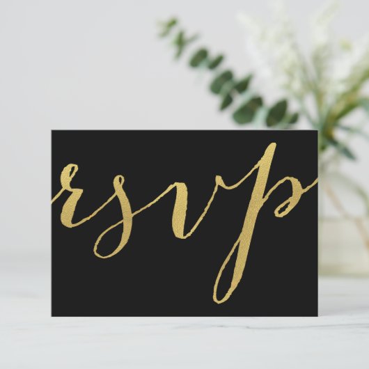 Chic Gold und Black RSVP Card (Stehend Vorderseite)
