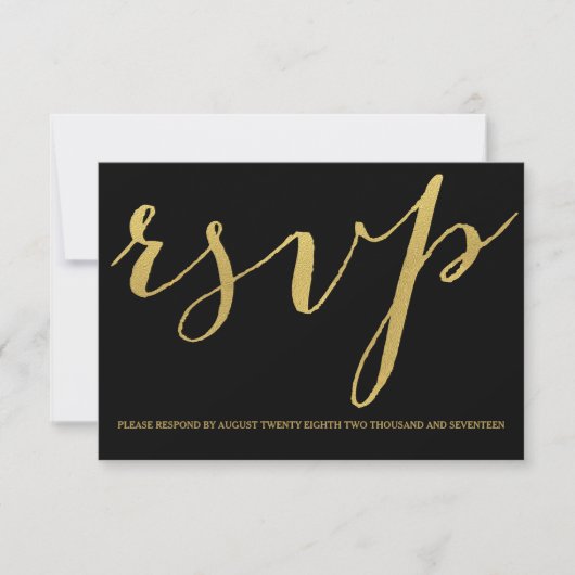 Chic Gold und Black RSVP Card (Vorderseite)