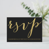 Chic Gold und Black RSVP Card (Stehend Vorderseite)