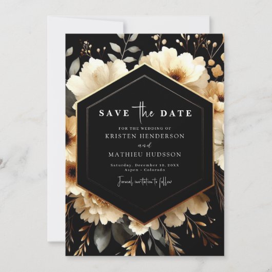 Chic Gold und Black Wedding ohne Foto Save The Date (Vorderseite)