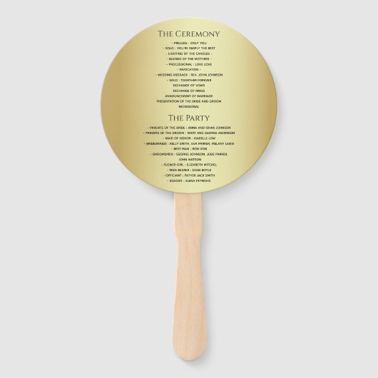 Chic Gold und Black Wedding Programm Fächer (Rückseite)