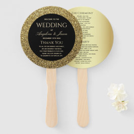Chic Gold und Black Wedding Programm Fächer