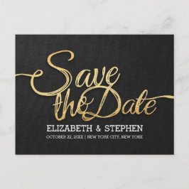 Chic Gold und Black Wedding Save the Date Postcard Ankündigungspostkarte