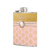 Chic Gold und Pink Bridesmaid Custom Flask Flachmann (Links)