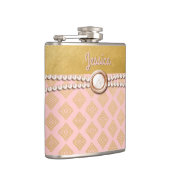 Chic Gold und Pink Bridesmaid Custom Flask Flachmann (Rechts)
