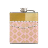 Chic Gold und Pink Bridesmaid Custom Flask Flachmann (Rückseite)