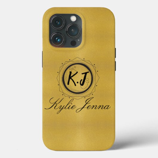 Chic Gold und schwarz elegante Skriptkalligrafie Case-Mate iPhone Hülle (Rückseite)