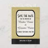 Chic Gold und Schwarz Save the Date Ankündigungspostkarte (Vorne/Hinten)