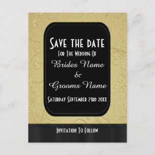 Chic Gold und Schwarz Save the Date Ankündigungspostkarte