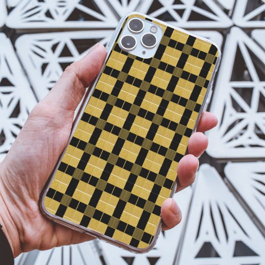 Chic Gold- und Schwarz-Schachbrettmuster Case-Mate iPhone Hülle
