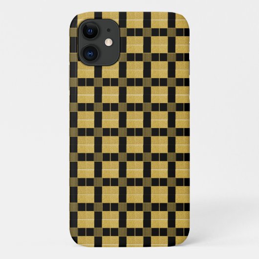 Chic Gold- und Schwarz-Schachbrettmuster Case-Mate iPhone Hülle (Rückseite)