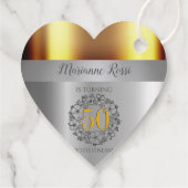 Chic Gold und Silber Metallic Heart geformt Geschenkanhänger (Rückseite)