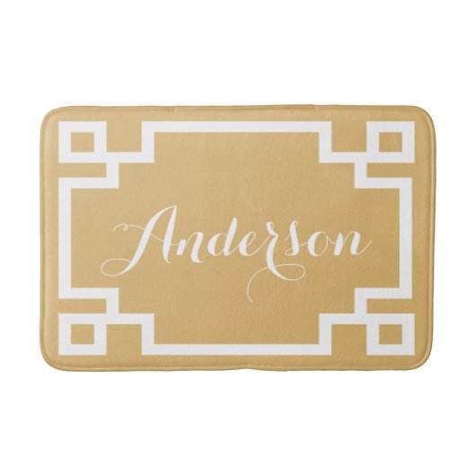 Chic Gold und White Griry Key Custom Monogram Badematte (Vorderseite)