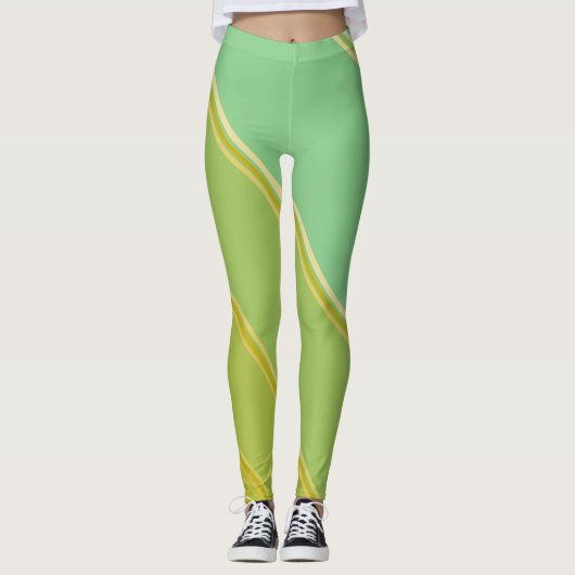 Chic Gold unter Eggshell Blue Banded Print Leggings (Vorderseite)