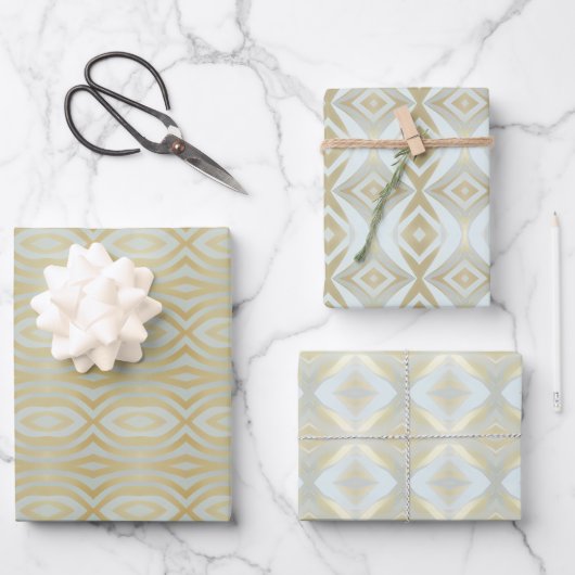 Chic Gold variierte Gemustert Geschenkpapier Set (Vorderseite)