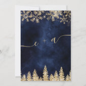 Chic gold verschneit pine marine Weihnachten Save  The Date (Rückseite)